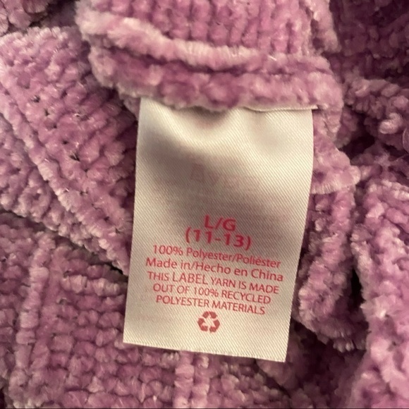 Oversized Cropped Crewneck Soft Sweater Violet Bloom Large 11-13 - Picture 3 of 4